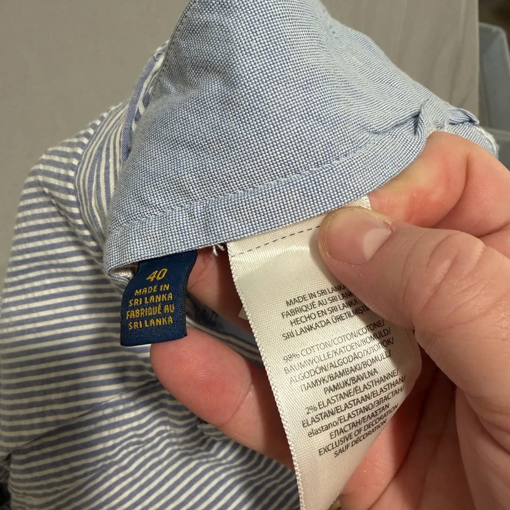 POLO‎ Ralph Lauren blue white striped flat front shorts, men's 40